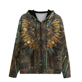 Men's Zip Up Hoodie Tribal Feathers Artwork