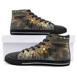 High-Top Canvas Shoes Tribal Feathers Artwork