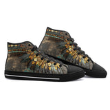 High-Top Canvas Shoes Tribal Feathers Artwork