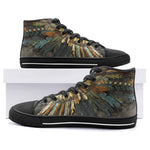 High-Top Canvas Shoes Tribal Feathers Artwork