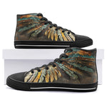 High-Top Canvas Shoes Tribal Feathers Artwork