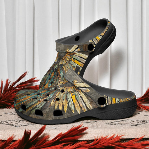 Classic Clogs Tribal Feathers Artwork