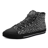 High-Top Canvas Shoes Silver Chainmail Print