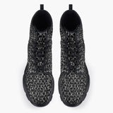 Casual Leather Chunky Boots Silver Chainmail Print