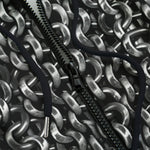 Men's Zip Up Hoodie Silver Chainmail Print