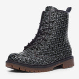 Leather Boots Black Chainmail Print