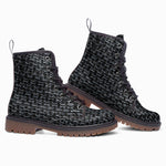 Leather Boots Black Chainmail Print