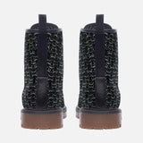 Leather Boots Black Chainmail Print