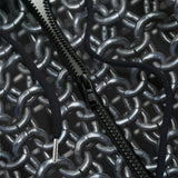 Men's Zip Up Hoodie Black Chainmail Print