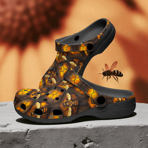 Classic Clogs Bees with Honeycomb Mosaic