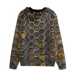 Men's Zip Up Hoodie Gold Honeycomb Pattern