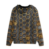 Men's Zip Up Hoodie Gold Honeycomb Pattern