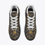 Air Cushion Sneakers Gold Honeycomb Pattern
