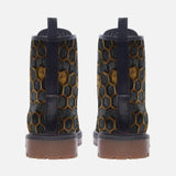 Leather Boots Gold Honeycomb Pattern