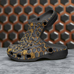 Classic Clogs Gold Honeycomb Pattern