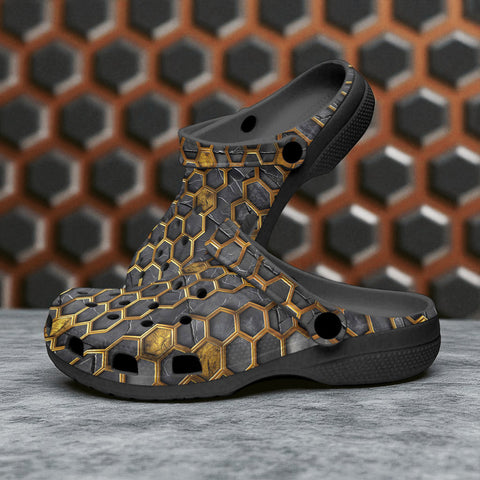 Classic Clogs Gold Honeycomb Pattern