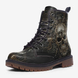 Leather Boots Metal Robot Skull