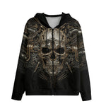 Men's Zip Up Hoodie Metal Robot Skull