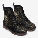 Leather Boots Metal Robot Skull