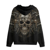 Men's Zip Up Hoodie Metal Robot Skull