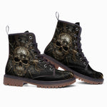 Leather Boots Metal Robot Skull