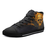 High-Top Canvas Shoes Skull with Golden Dripping Paint