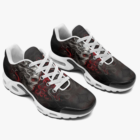 Air Cushion Sneakers Silver Skull in Red Smoke