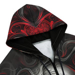 Men's Zip Up Hoodie Silver Skull in Red Smoke