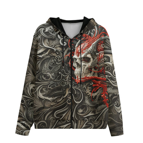 Men's Zip Up Hoodie Devil Skull Art Design