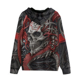 Men's Zip Up Hoodie Dragon Skull Artwork