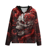 Men's Zip Up Hoodie White Skull with Bloody Dragon