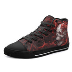 High-Top Canvas Shoes White Skull with Bloody Dragon