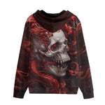 Men's Zip Up Hoodie White Skull with Bloody Dragon