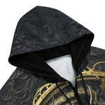 Men's Zip Up Hoodie Gold Dragon Ornate Frame