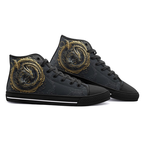 High-Top Canvas Shoes Gold Dragon Ornate Frame