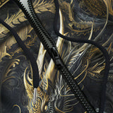 Men's Zip Up Hoodie Gold Dragon Ornate Frame