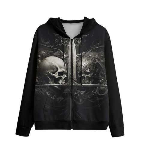 Men's Zip Up Hoodie Skulls with Sword