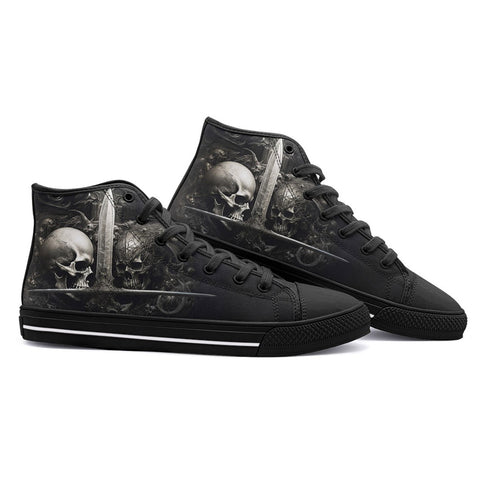 High-Top Canvas Shoes Skulls with Sword