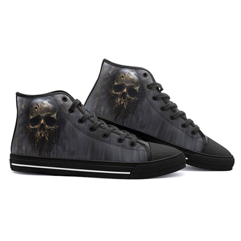 High-Top Canvas Shoes Metal Skull with Dripping Paint