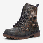 Leather Boots Copper Skull with Gears