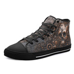 High-Top Canvas Shoes Copper Skull with Gears