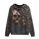 Men's Zip Up Hoodie Copper Skull with Gears