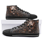 High-Top Canvas Shoes Copper Skull with Gears