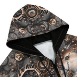 Men's Zip Up Hoodie Copper Skull with Gears