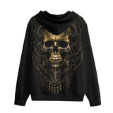 Men's Zip Up Hoodie Gothic Golden Skull