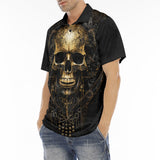 Men's Polo Shirt Gothic Golden Skull