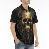 Men's Polo Shirt Gothic Golden Skull