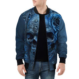 Bomber Jacket Blue Skull with Roses