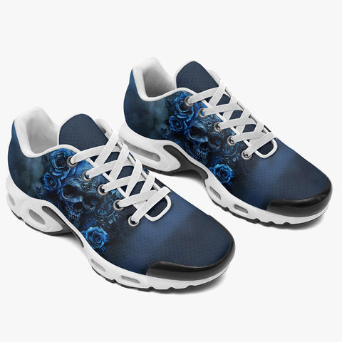Air Cushion Sneakers Blue Skull with Roses