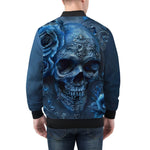 Bomber Jacket Blue Skull with Roses